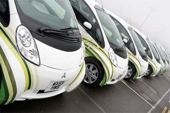 Les 25 Mitsubishi i-MiEV ont d�but� leurs tests la semaine derni�re dans le West Midlands