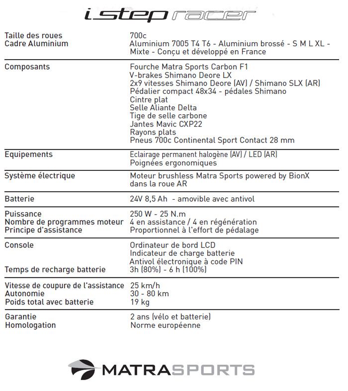 Matra pr�sente son v�lo �lectrique i-step racer �quip� d'une batterie lithium - Photo 2