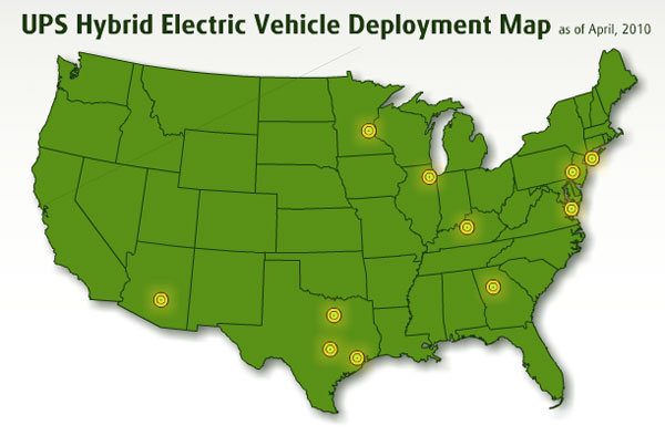 L'implantation des 250 camions de livraisons hybrides d'UPS aux Etats Unis