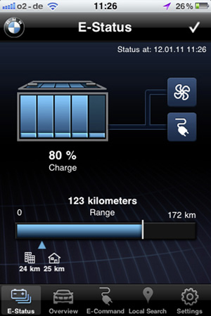 Le syst�me BMW ConnectedDrive permettra � l'utilisateur de piloter la charge de sa voiture �lectrique � distance.