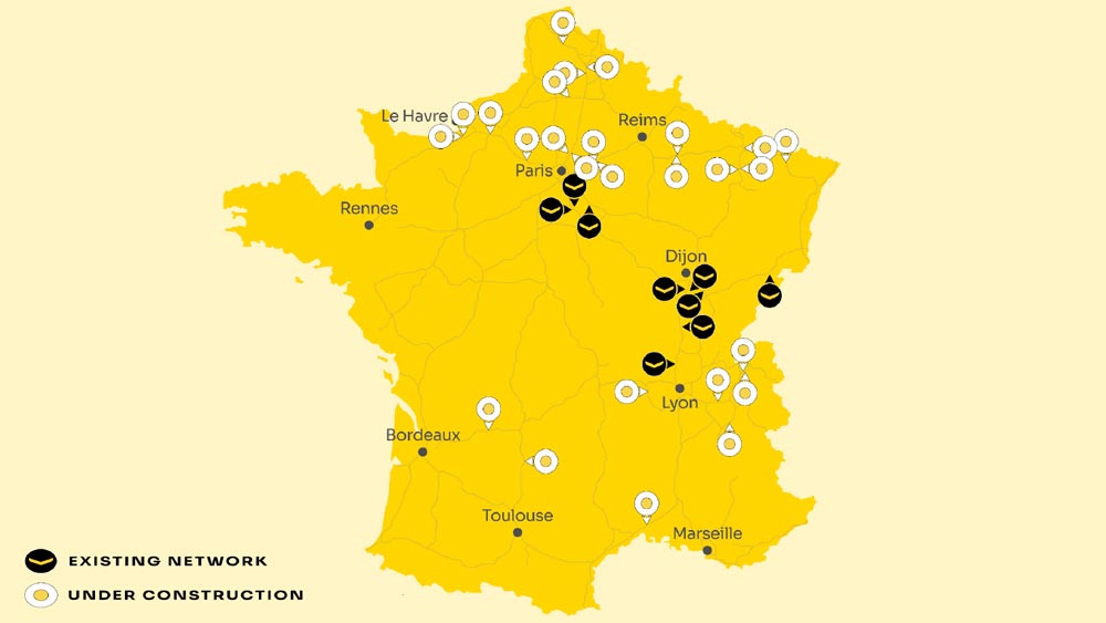 Carte des stations Fastned en France - 2022