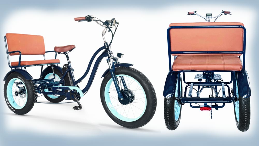 Un tricycle électrique à banquette arrière pour amener les enfants