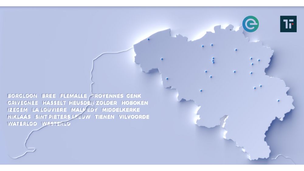 Carte des points de charge EVzen en Belgique