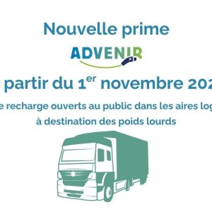 Nouvelle prime Advenir pour les points de recharge ouverts au public destinés aux poids lourds